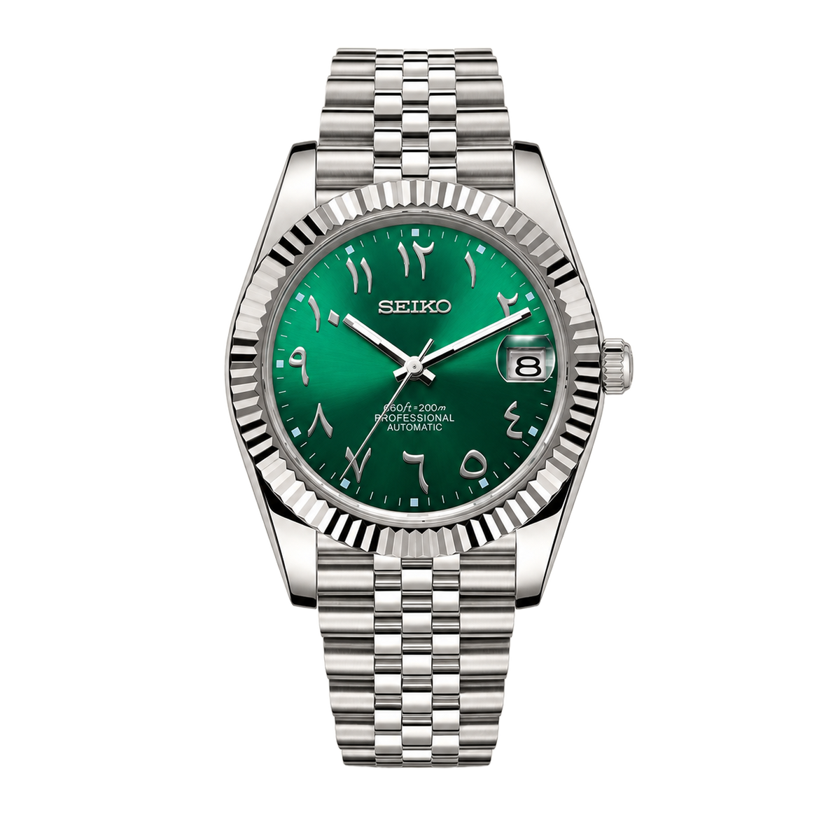 Seiko Mod Datejust - Emerald Green Arabic Dial – Chrome Watches