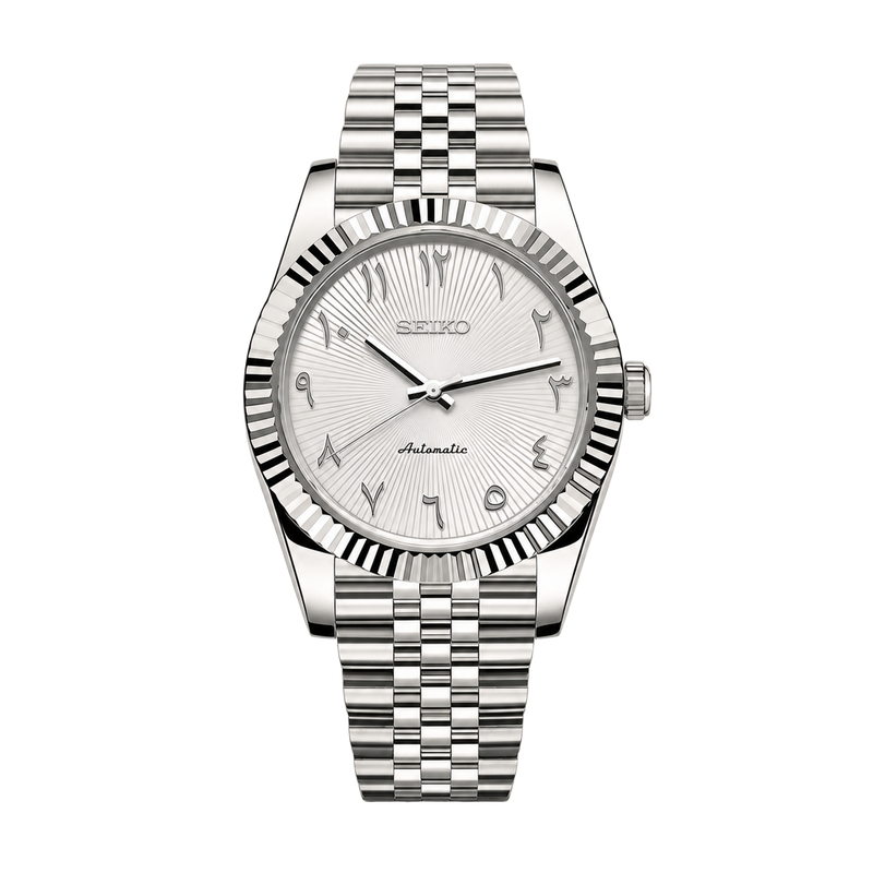 Seiko Mod Datejust – White Arabic Sunburst Dial watch