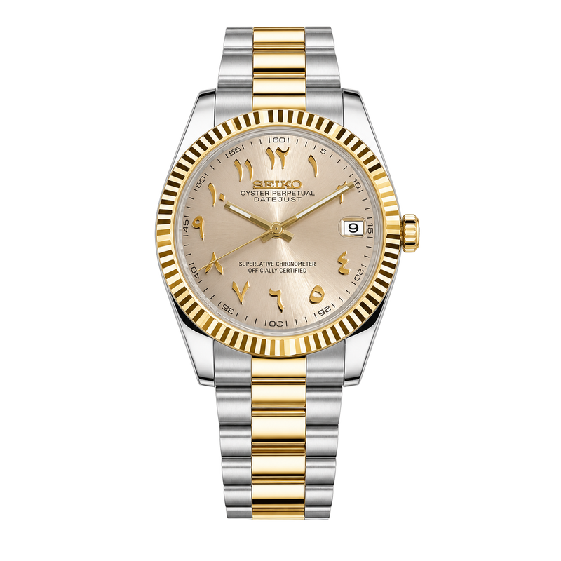 Seiko Mod Datejust – Gold Arabic Pearl Dial (Two-Tone) watch