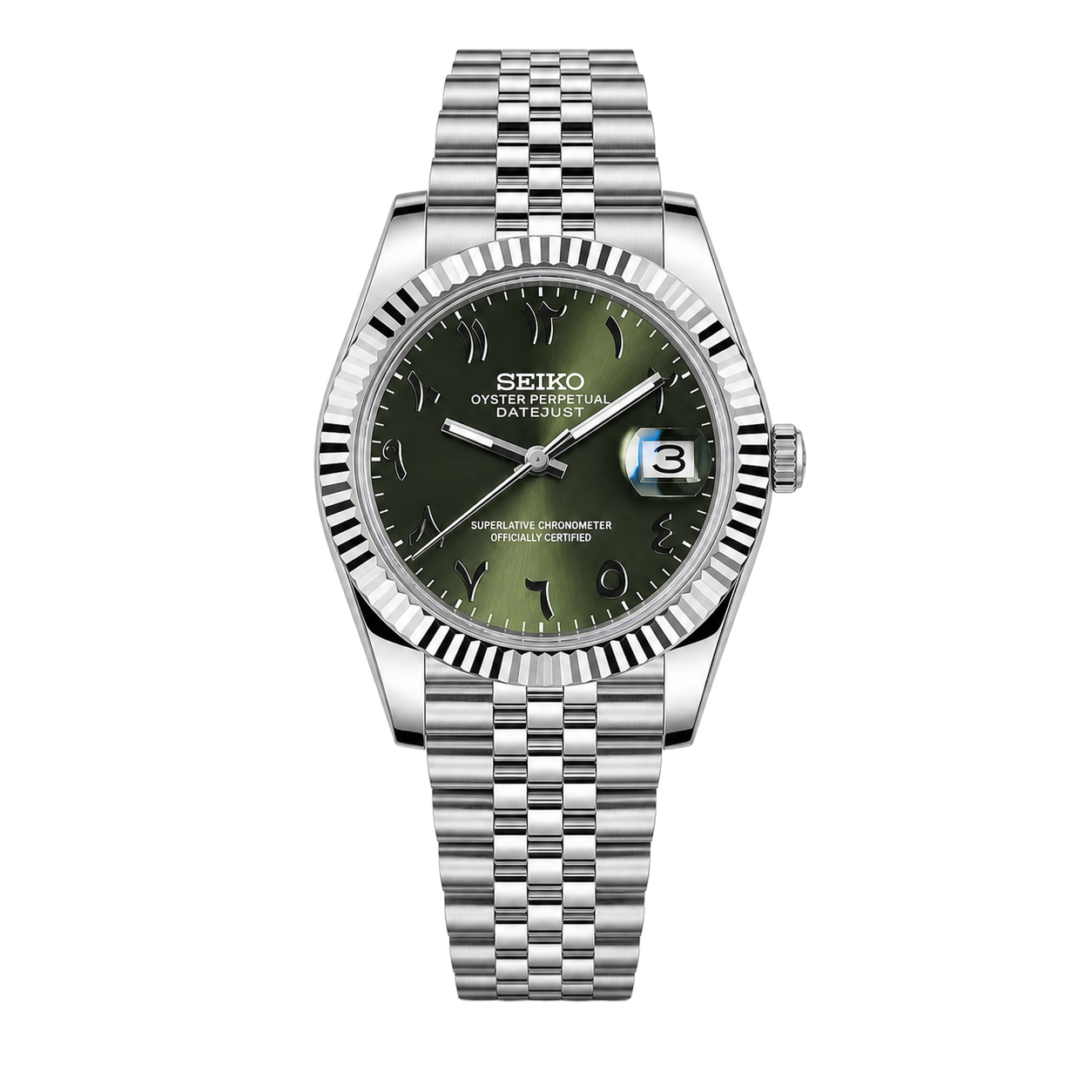 Seiko Mod Datejust – Olive Arabic Dial watch