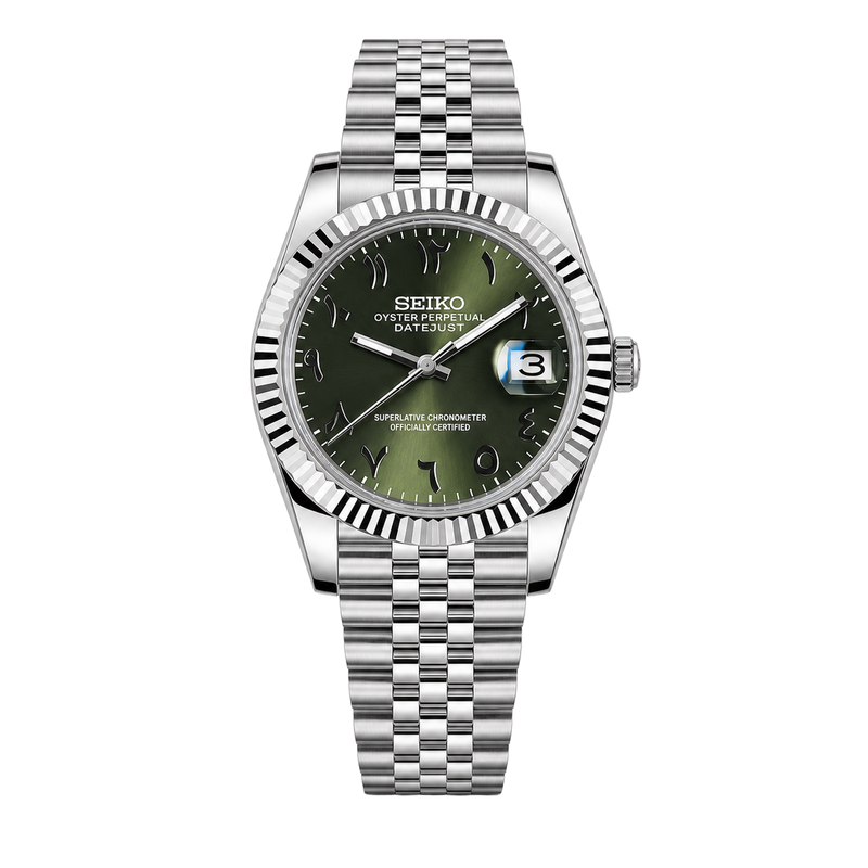 Seiko Mod Datejust – Olive Arabic Dial watch