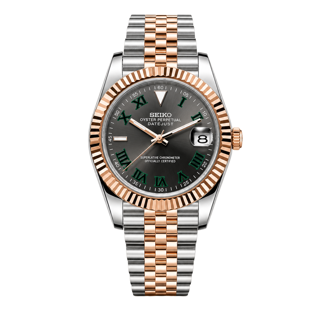 Seiko Mod Datejust – Wimbledon Dial (Two-Tone Rose Gold) watch