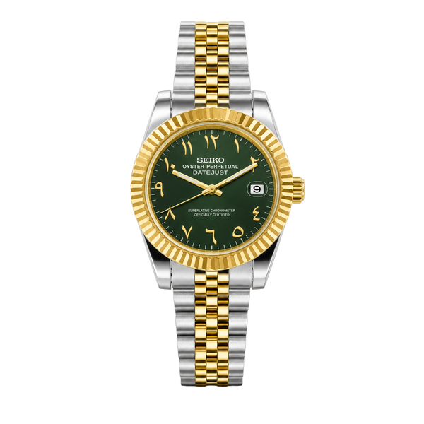 Seiko Mod Datejust – Cadran vert arabe (Or deux tons)