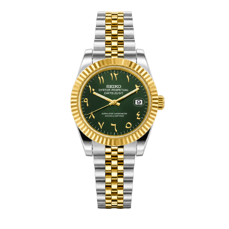 Seiko Mod Datejust – Green Arabic Dial (Two-Tone Gold) watch