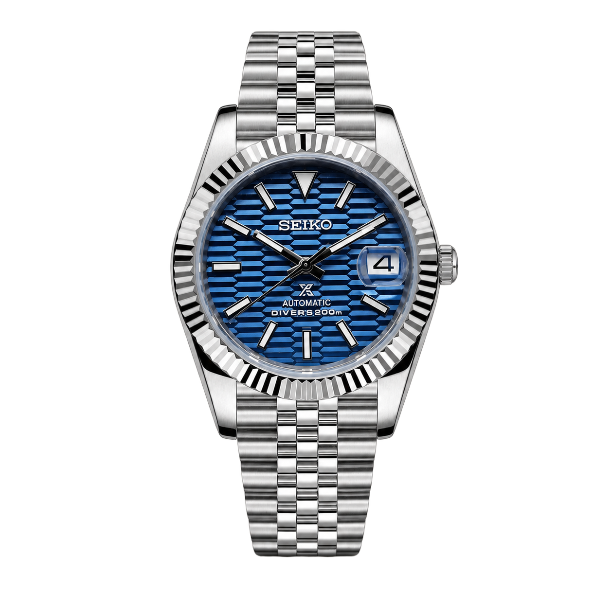 Seiko Mod Datejust – Ice Blue Textured Dial watch