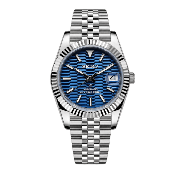 Seiko Mod Datejust – Cadran texturé bleu glacier