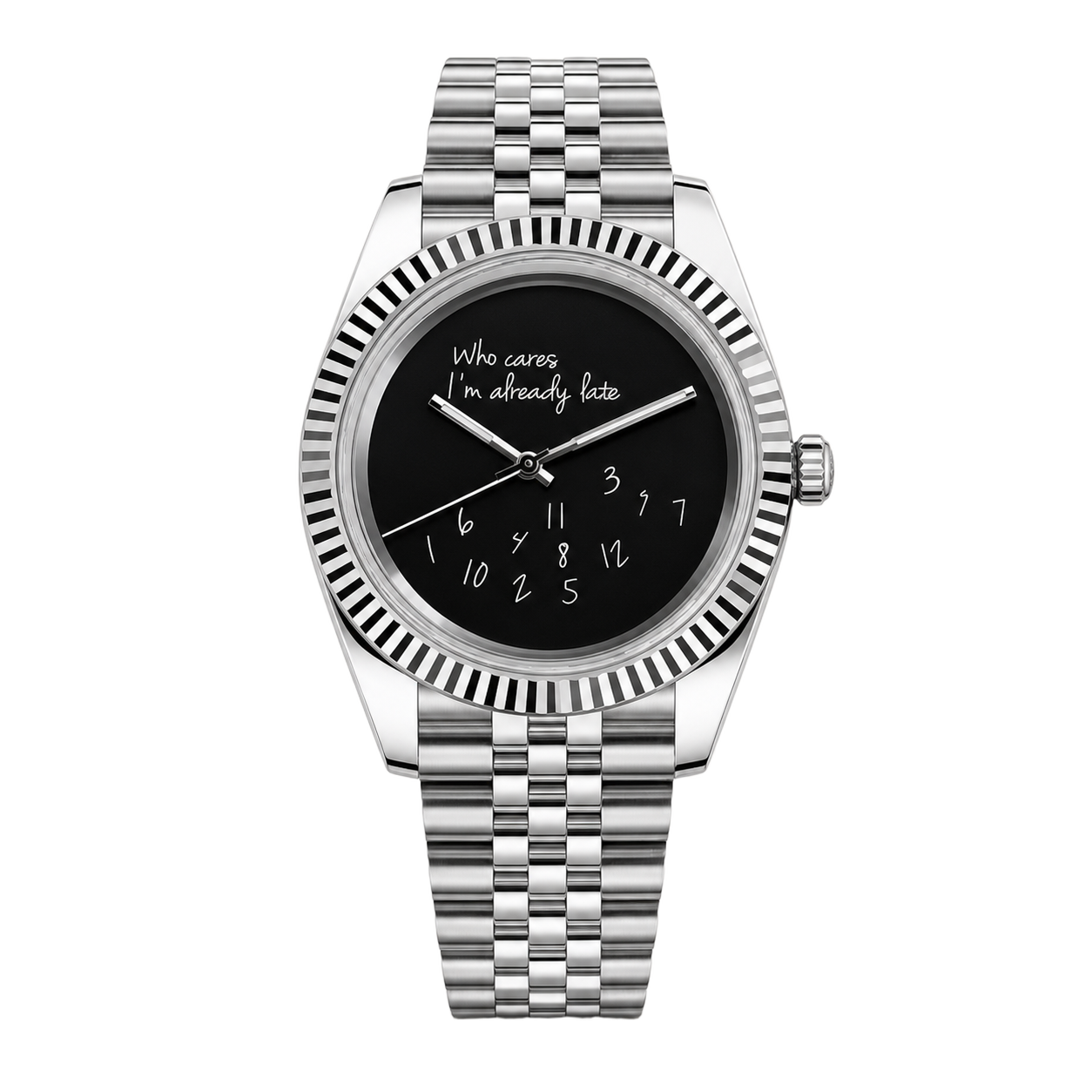 Seiko Mod Datejust – “Who Cares” Black Dial watch