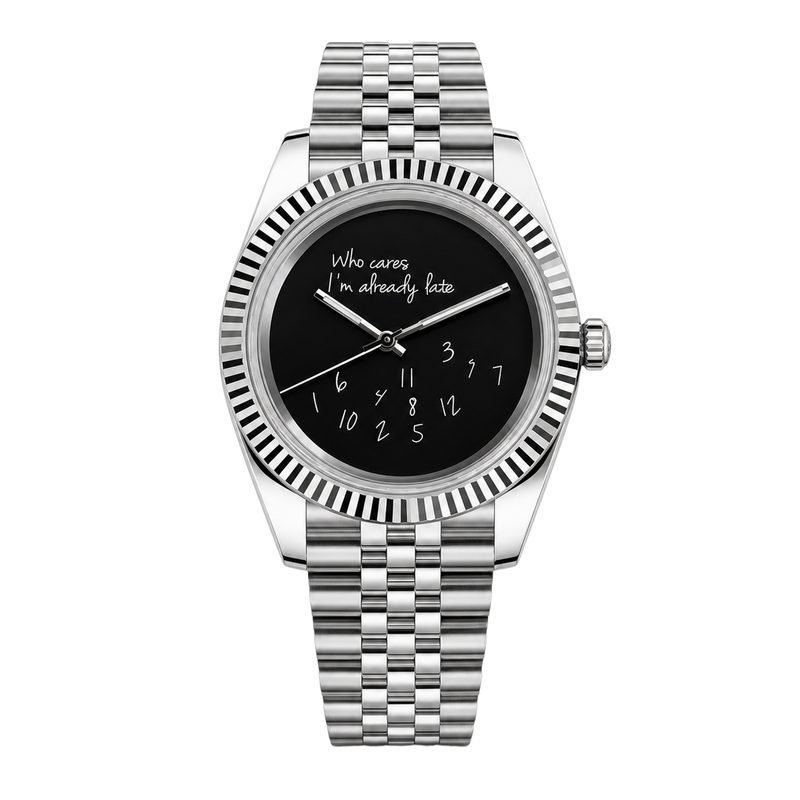 Seiko Mod Datejust – “Who Cares” Black Dial watch