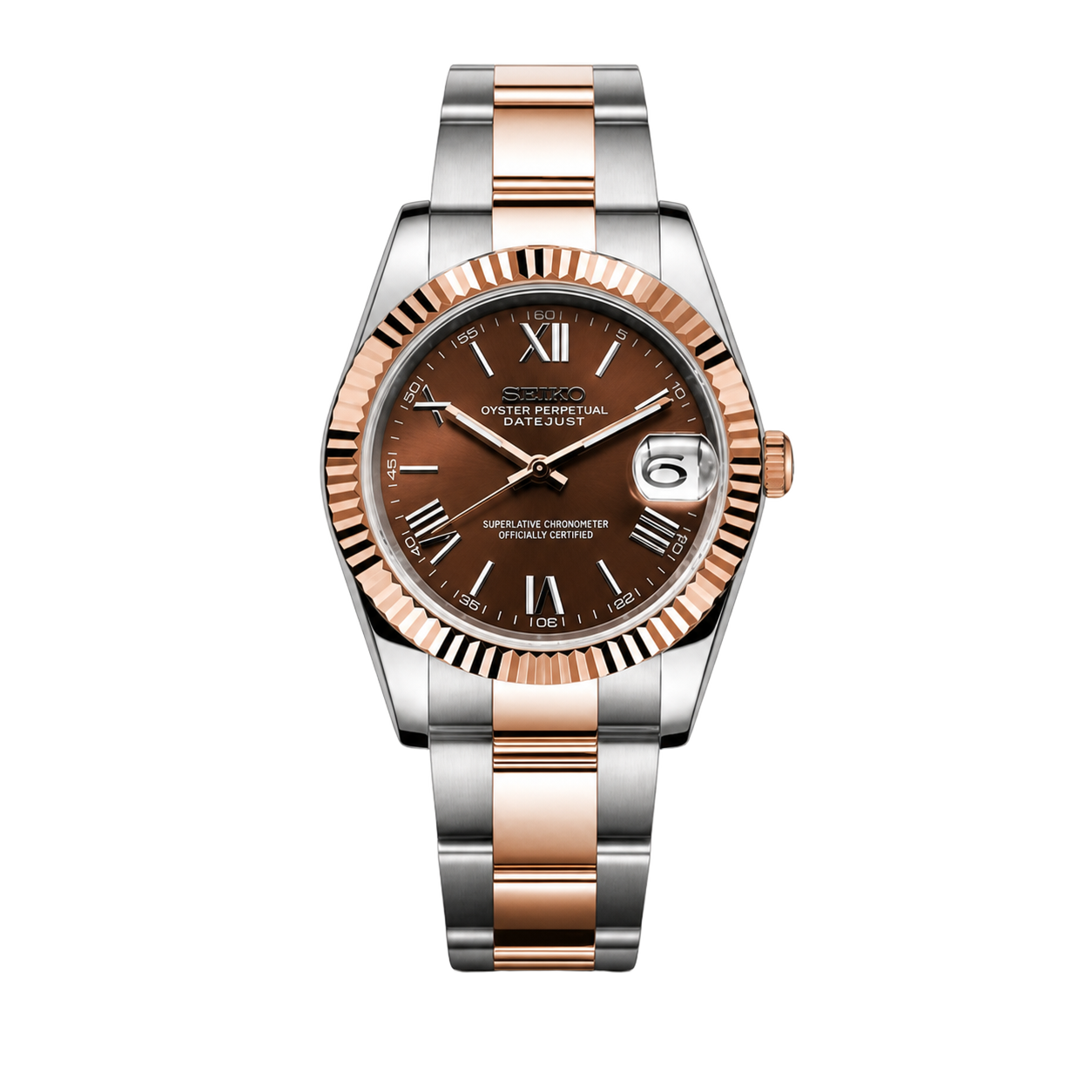 Seiko Mod Datejust – Two-Tone Chocolate Roman Dial watch