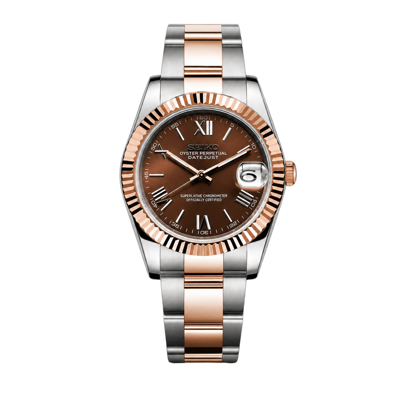 Seiko Mod Datejust – Two-Tone Chocolate Roman Dial watch