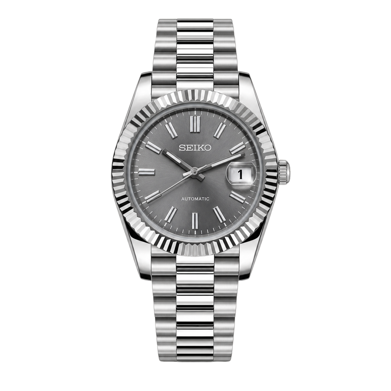 Seiko Mod Datejust – Grey Sunburst Dial watch