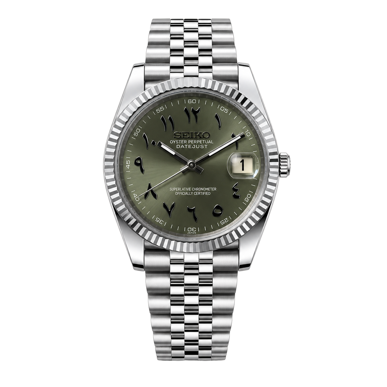 Seiko Mod Datejust - Olive Green Arabic Dial watch