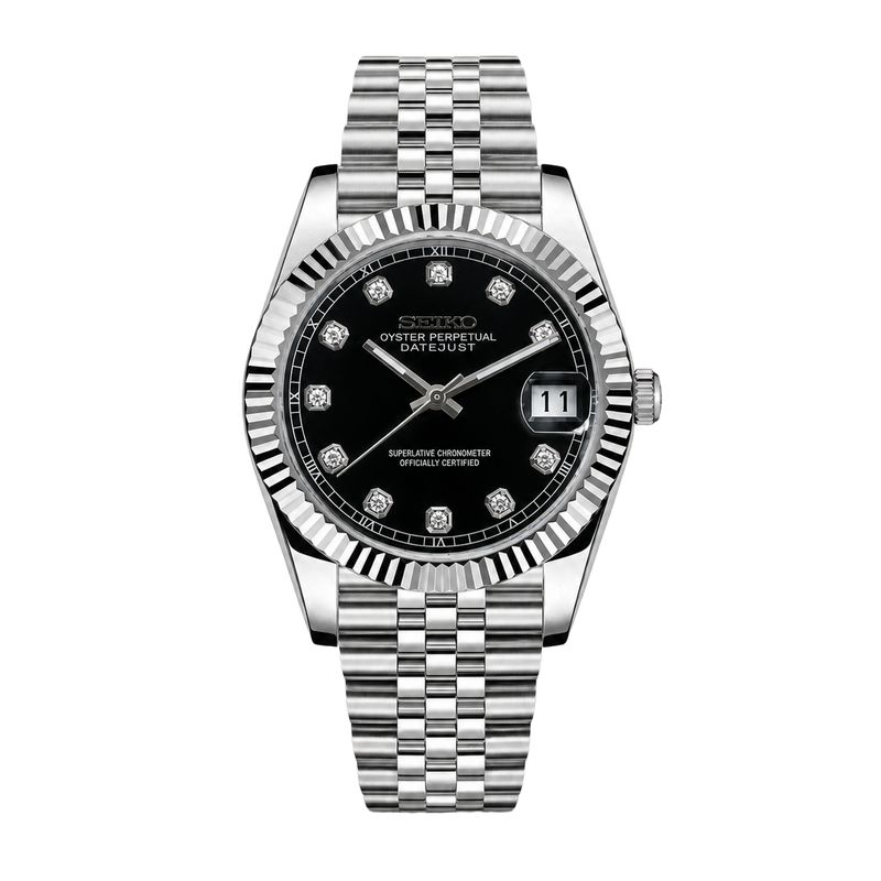 Seiko Mod Datejust – Black Diamond Dial watch