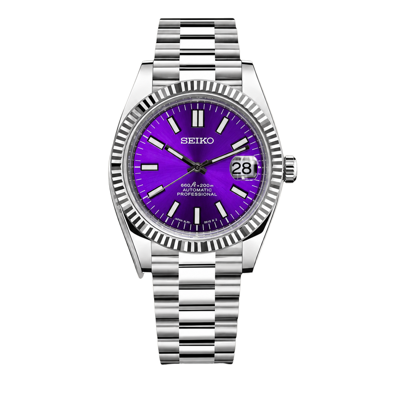Seiko Mod Datejust – Purple Sunburst Dial watch