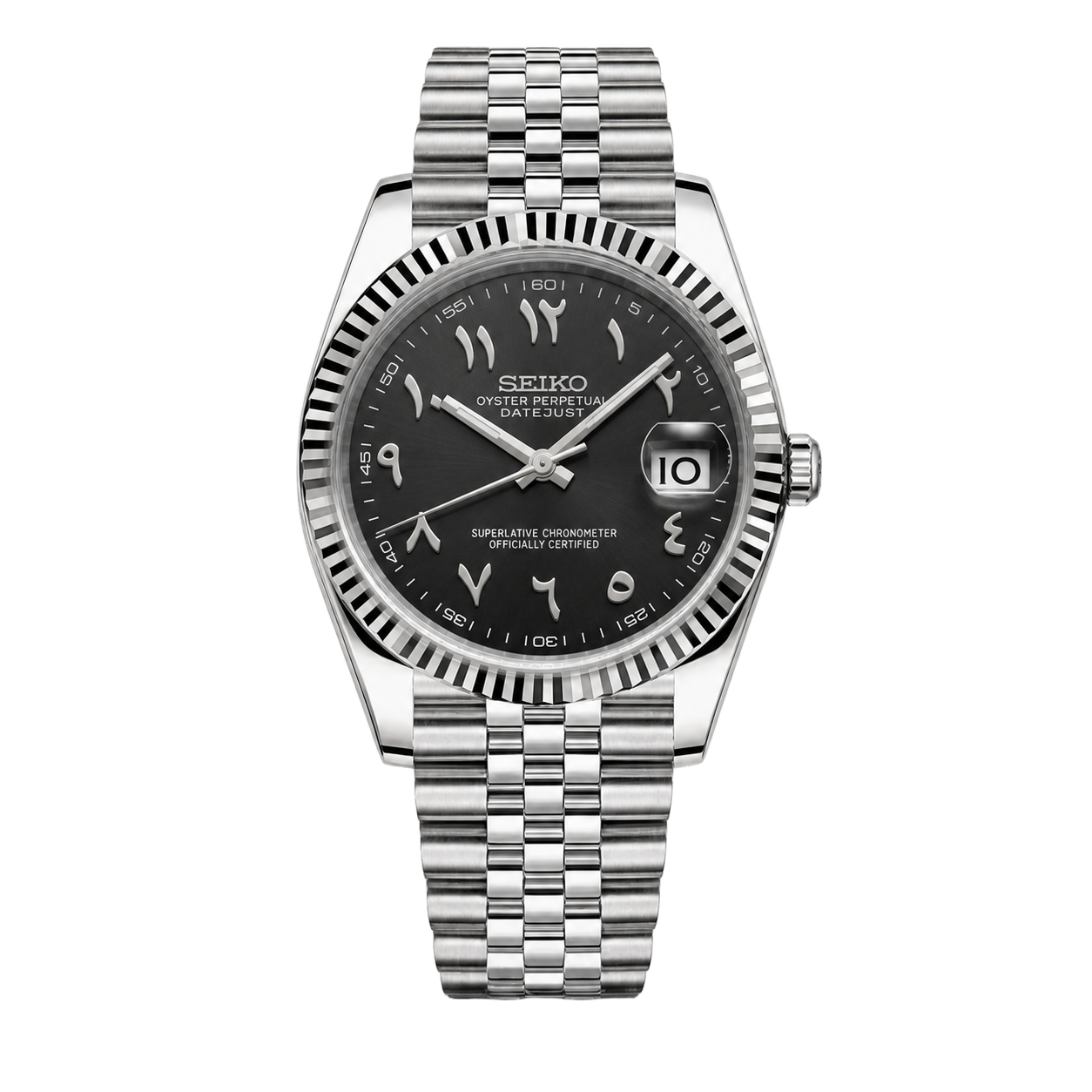 Seiko Mod Datejust – Black Arabic Dial watch