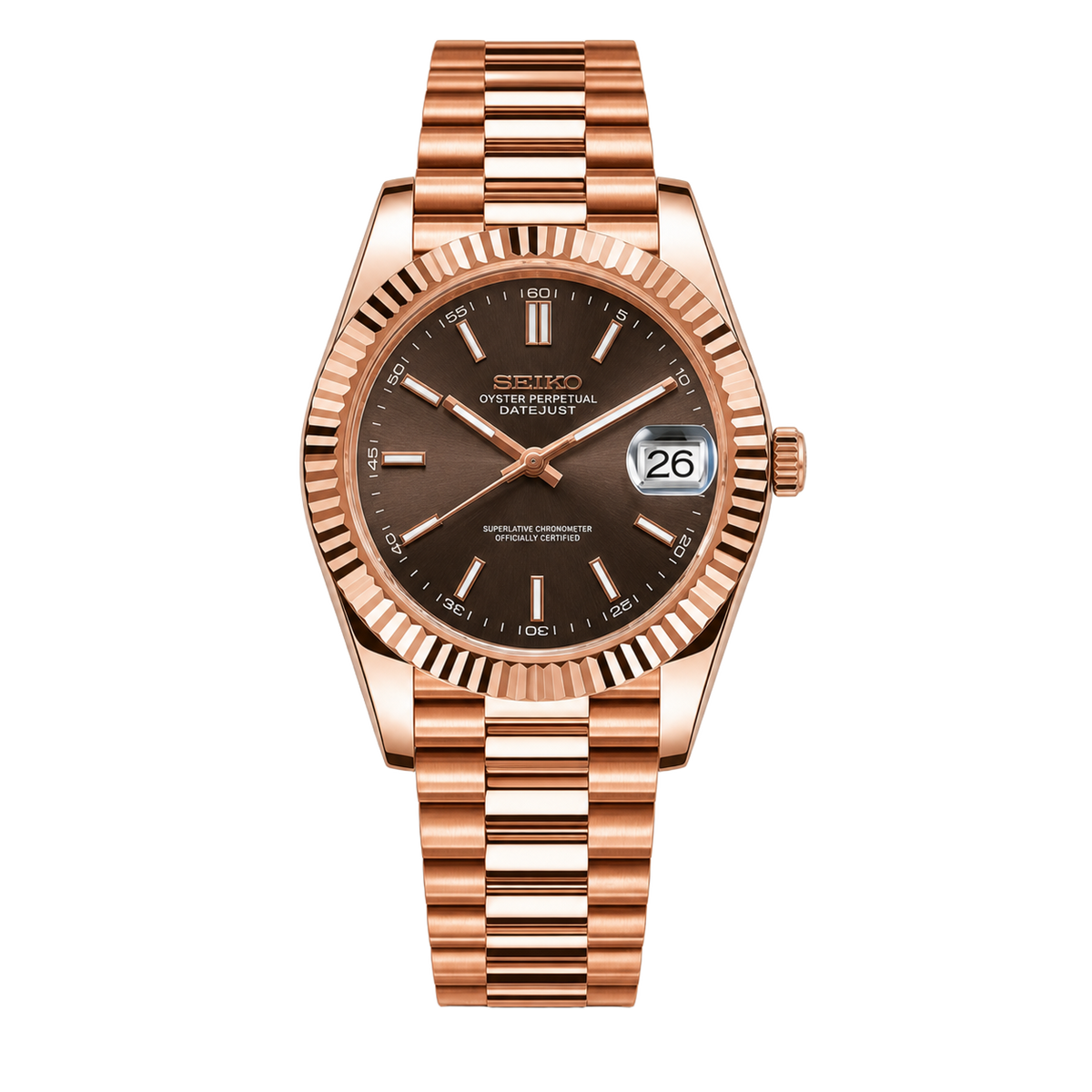 Seiko Mod Datejust - Rose Gold Chocolate Dial – Chrome Watches