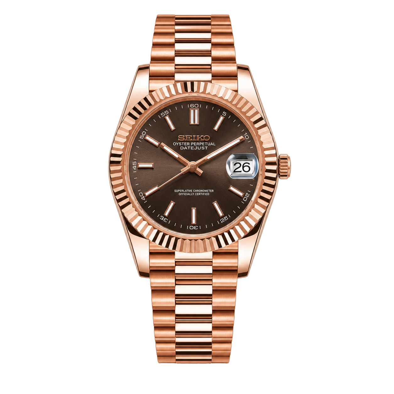 Seiko Mod Datejust - Rose Gold Chocolate Dial watch
