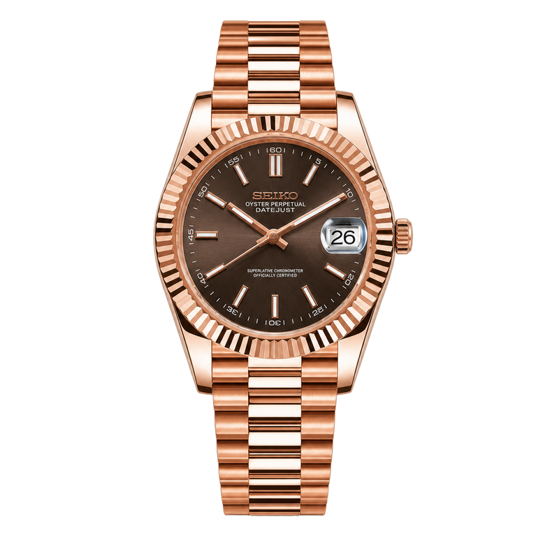 Seiko Mod Datejust - Rose Gold Chocolate Dial watch