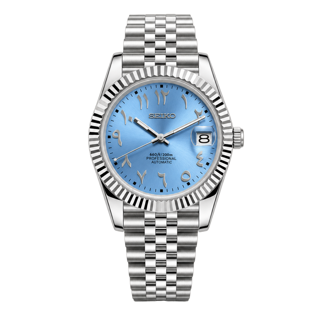 Seiko Mod Datejust - Sky Blue Arabic Dial watch