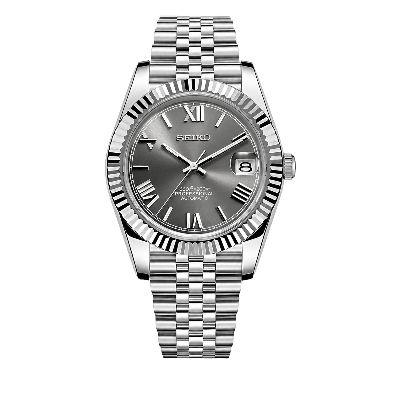 Seiko Mod Datejust – Grey Roman Dial watch