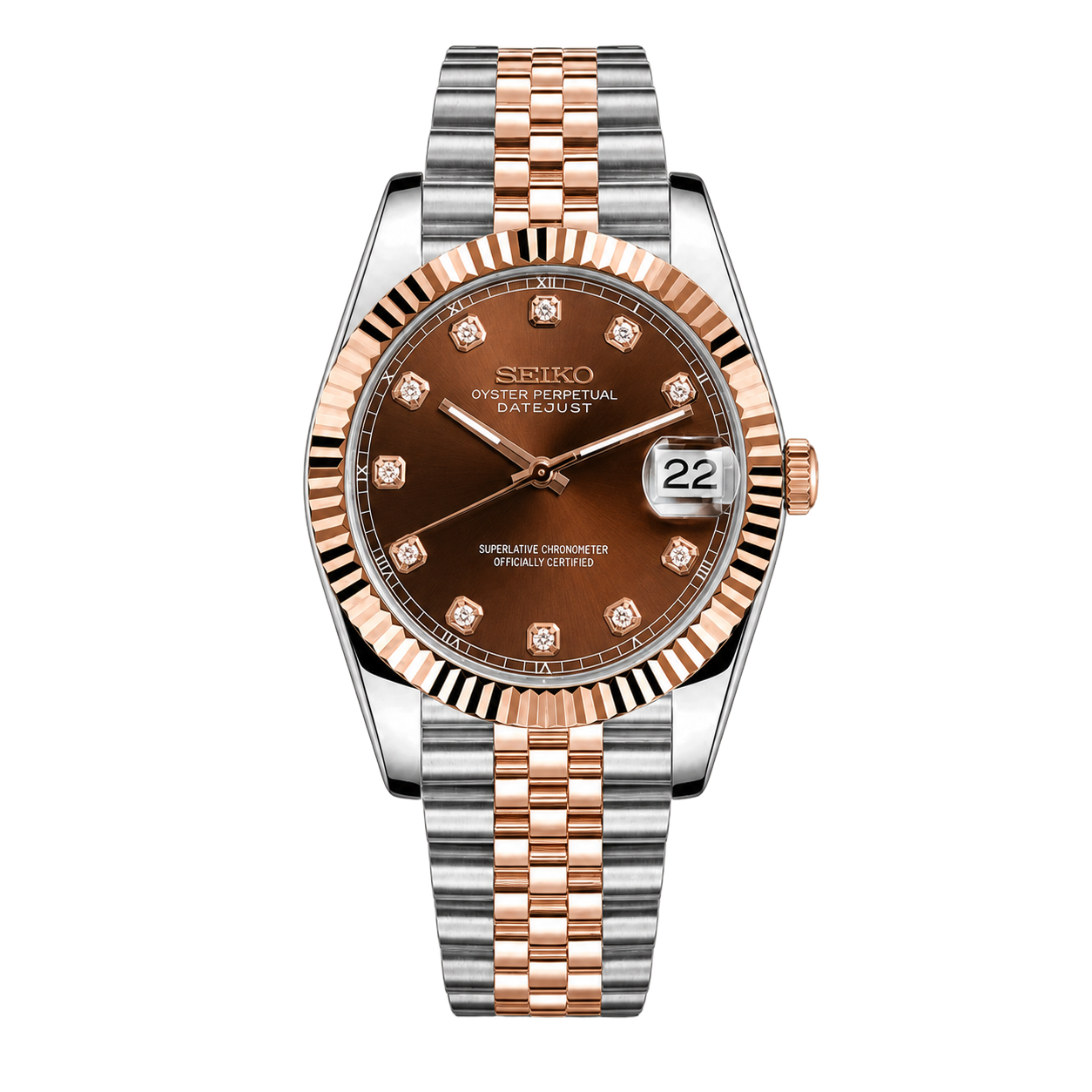 Seiko Mod Datejust - Two-Tone Chocolate Dial watch