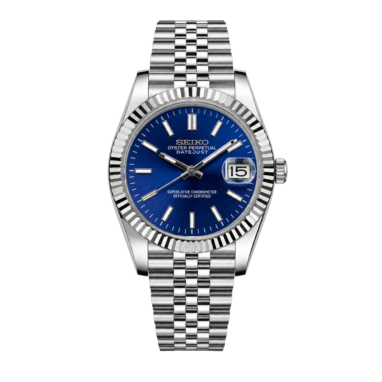 Seiko Mod Datejust – Blue Sunburst Dial watch