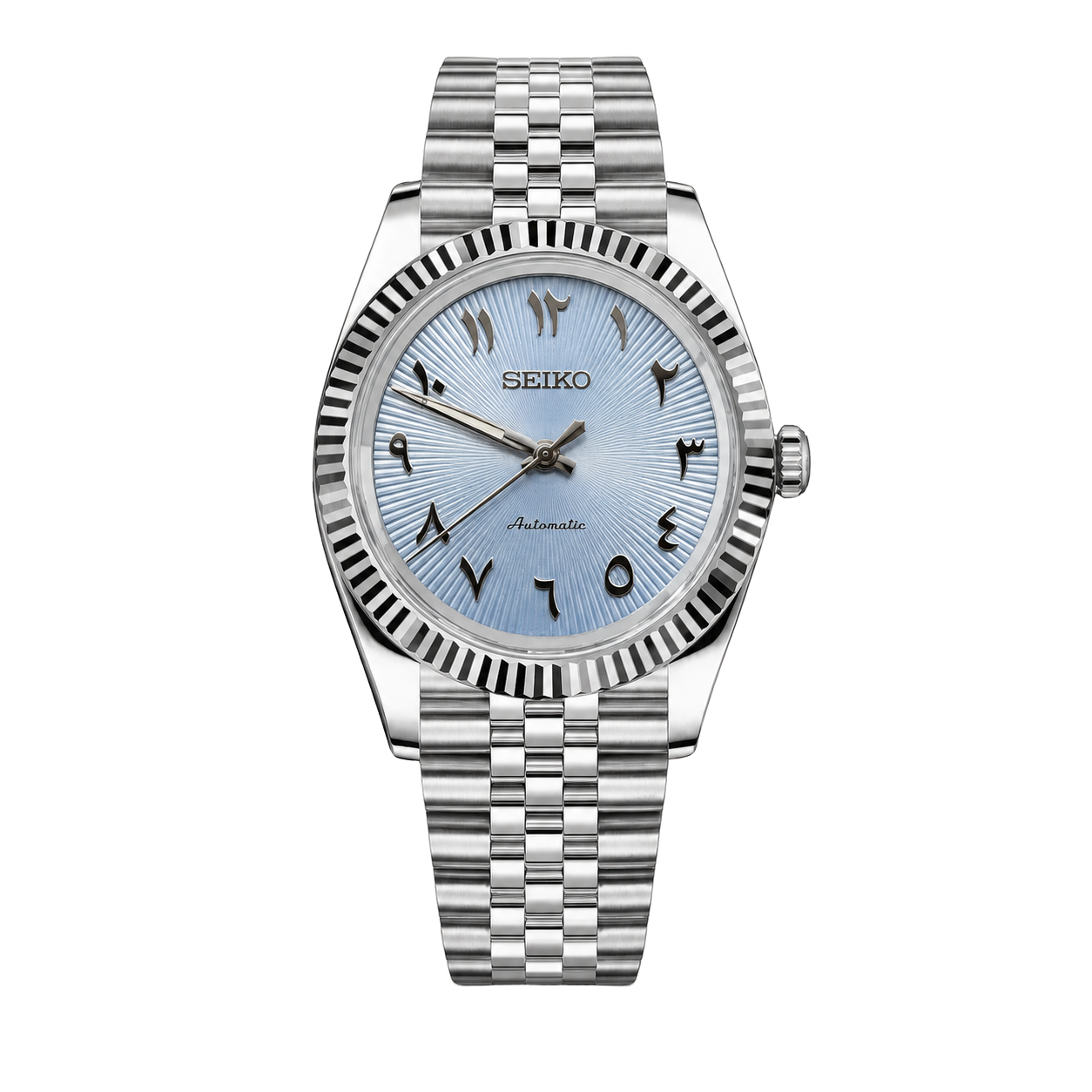 Seiko Mod Datejust – Ice Blue Sunburst Arabic Dial watch