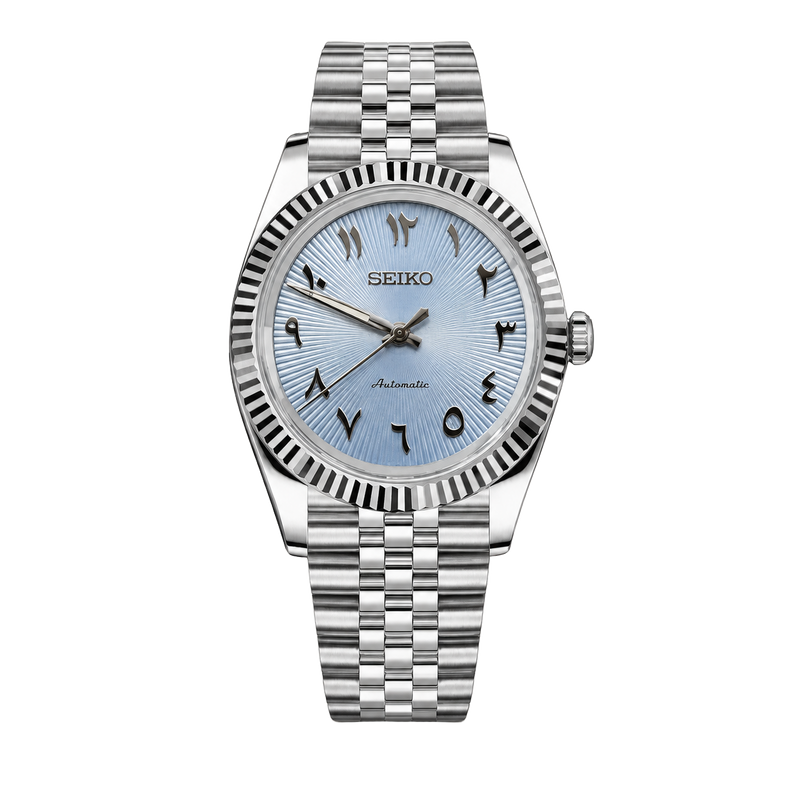 Seiko Mod Datejust – Ice Blue Sunburst Arabic Dial watch