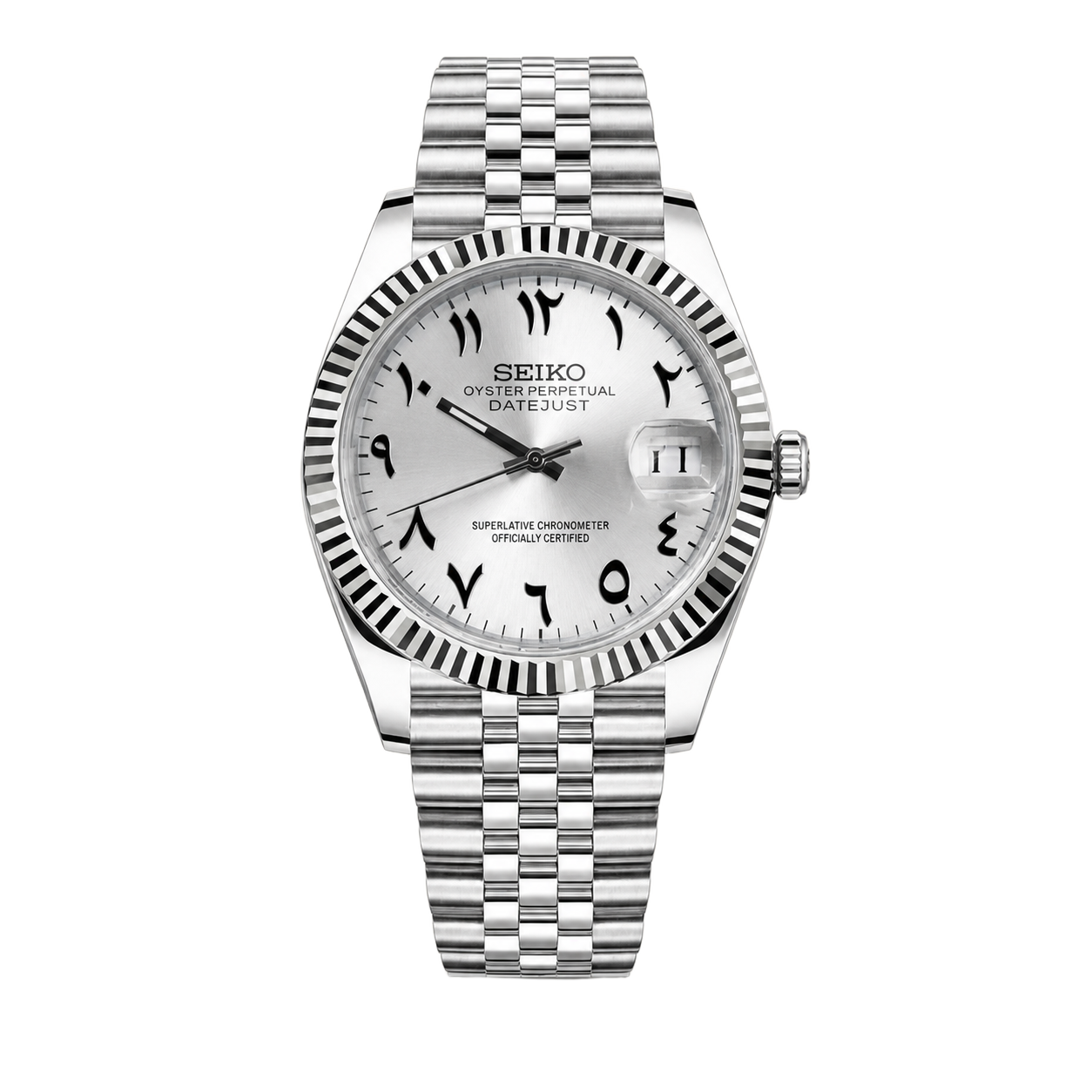 Seiko Mod Datejust – White Arabic Dial watch