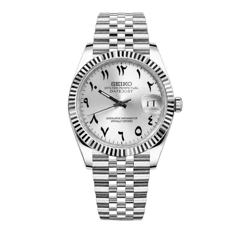 Seiko Mod Datejust – White Arabic Dial watch