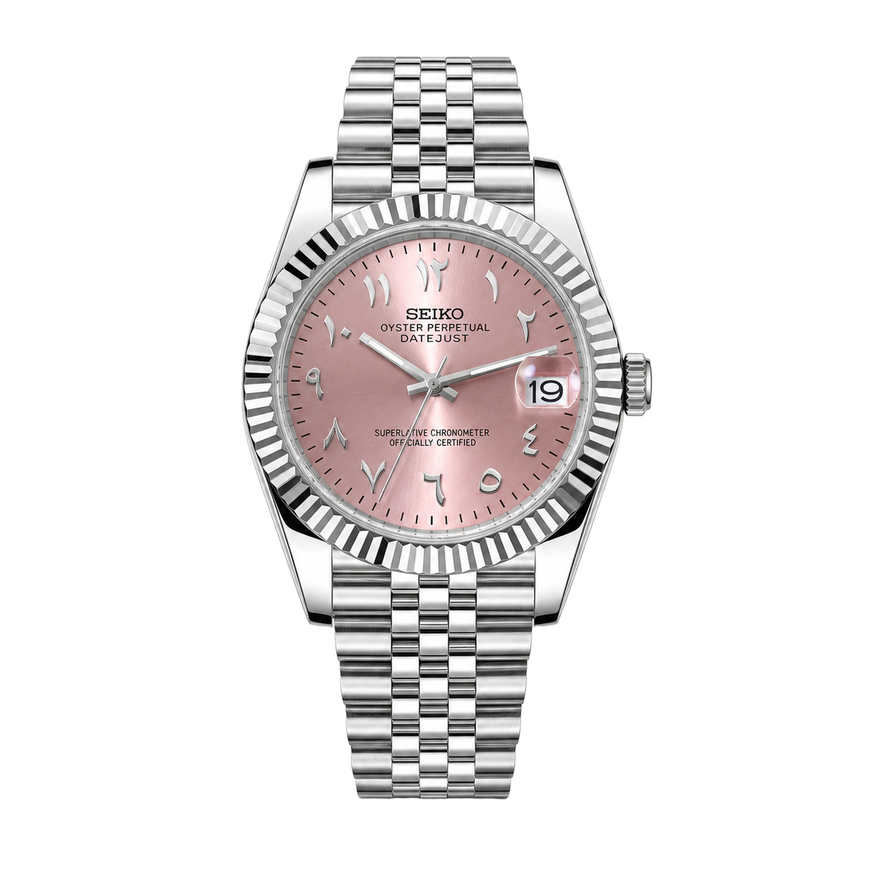 Seiko Mod Datejust – Rose Arabic Dial watch