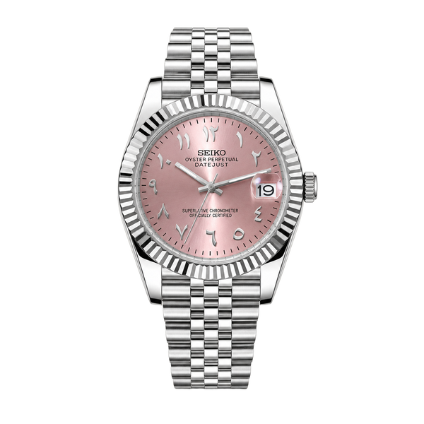 Seiko Mod Datejust – Cadran Rose Arabe