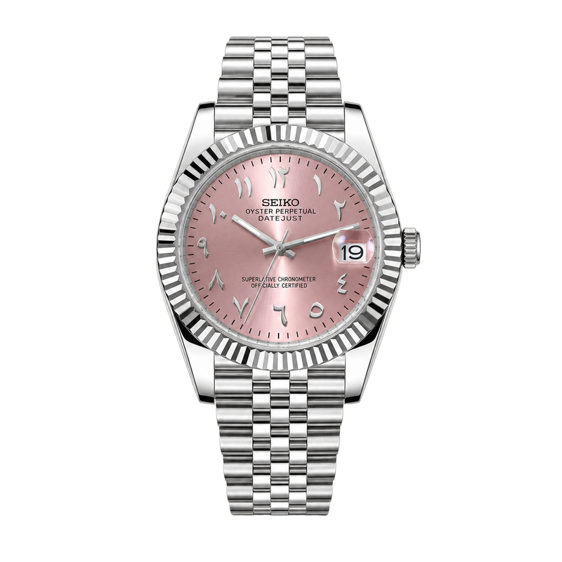 Seiko Mod Datejust – Rose Arabic Dial watch