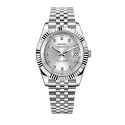 Seiko Mod Datejust – Silver Diamond Dial watch