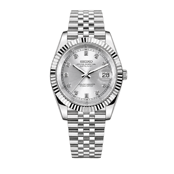 Seiko Mod Datejust – Cadran Argent Diamant