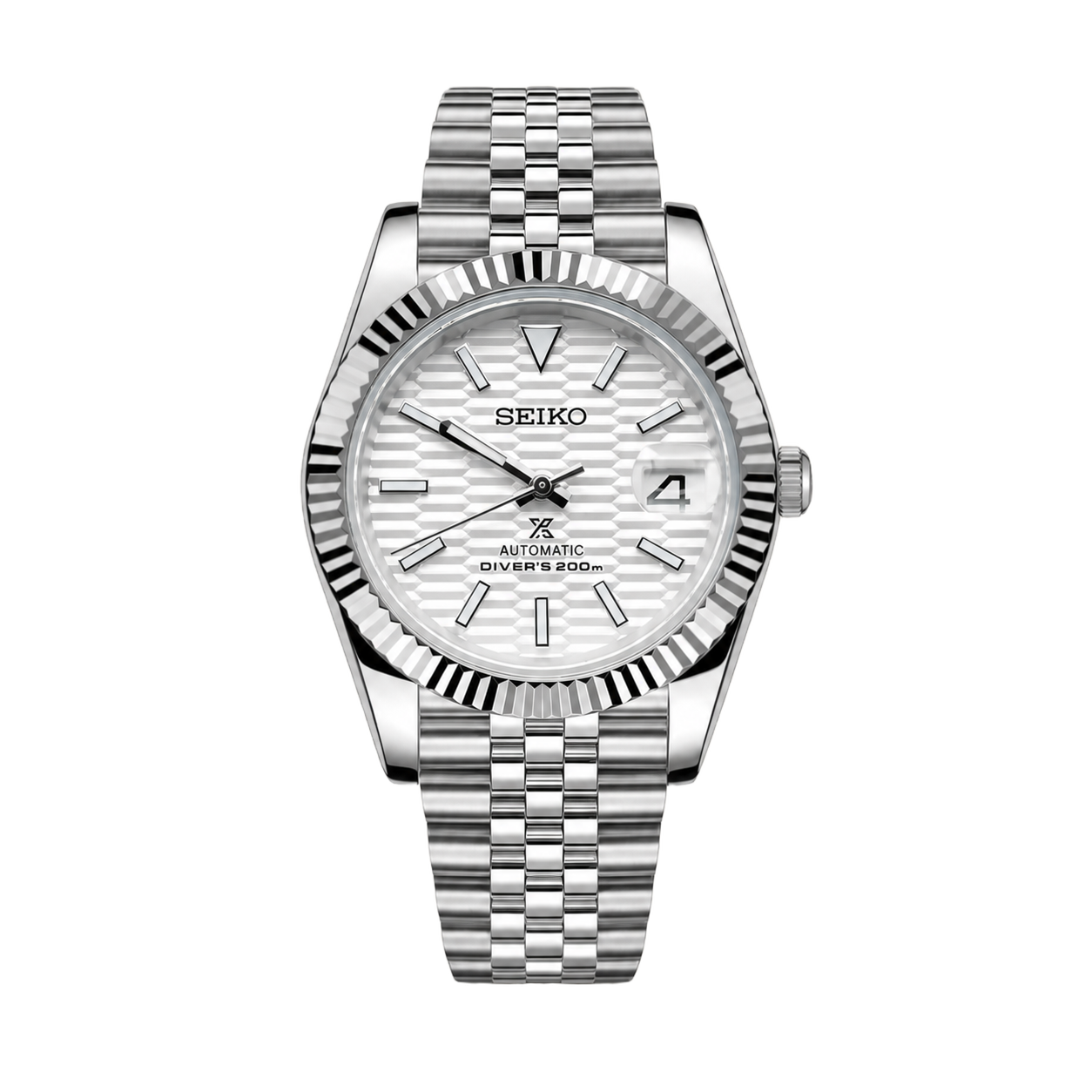 Seiko Mod Datejust – White Textured Dial watch