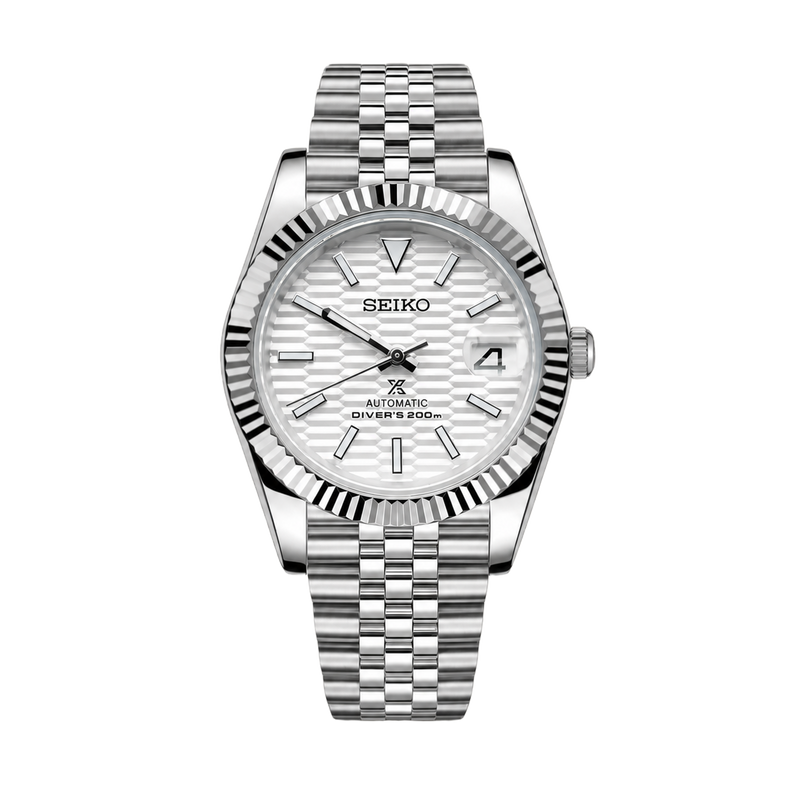 Seiko Mod Datejust – White Textured Dial watch