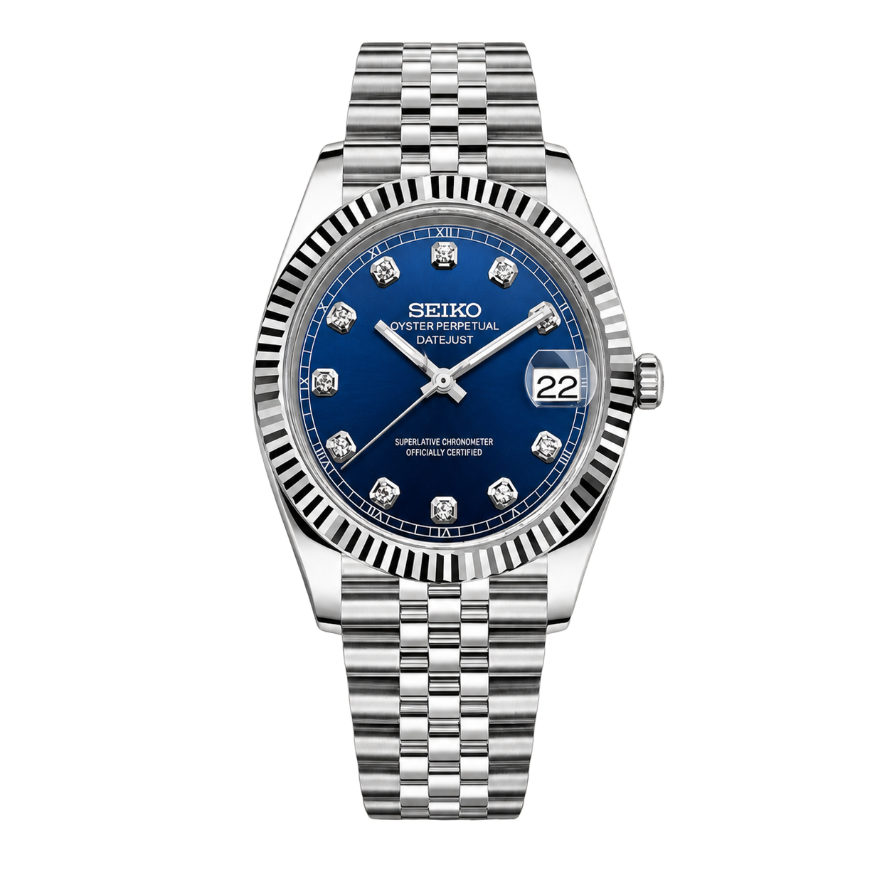 Seiko Mod Datejust – Blue Diamond Dial watch