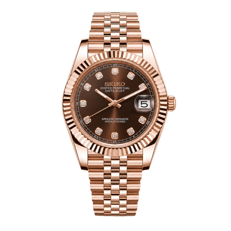 Seiko Mod Datejust – Chocolate Diamond Dial (Full Rose Gold) watch