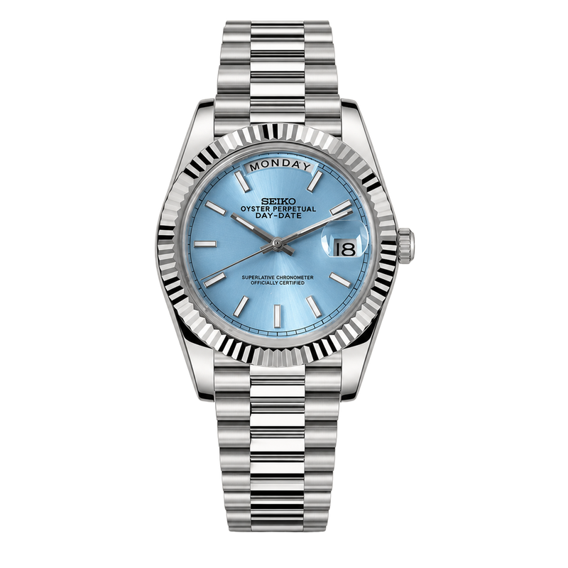 Seiko Mod Day-Date – Baton Sky Blue watch