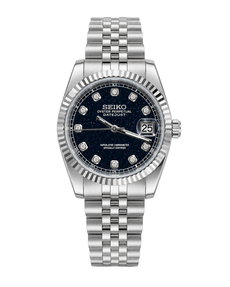 Seiko Mod Day-Date – Blue Galaxy Diamond Dial watch