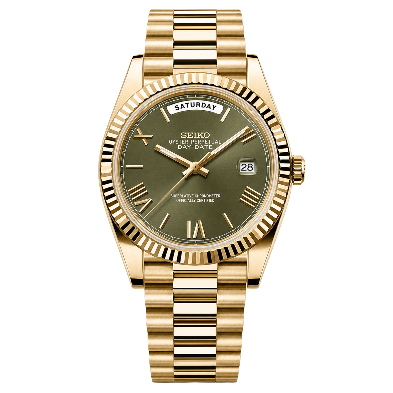 Seiko Mod Day-Date – Gold Khaki watch
