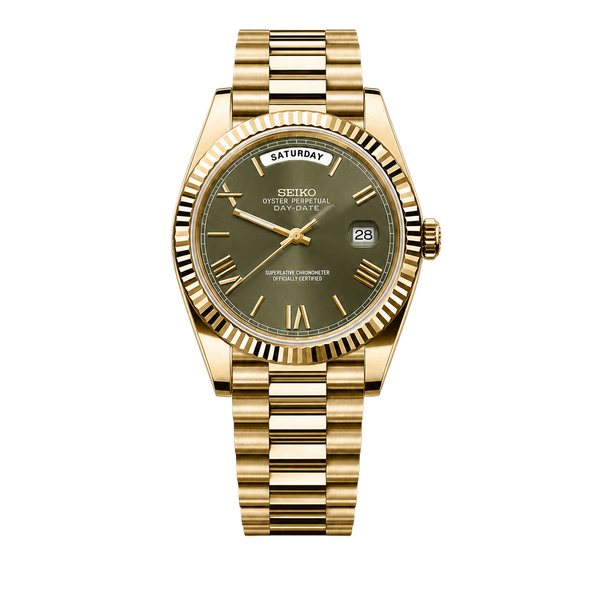 Seiko Mod Day-Date – Gold Olive Green