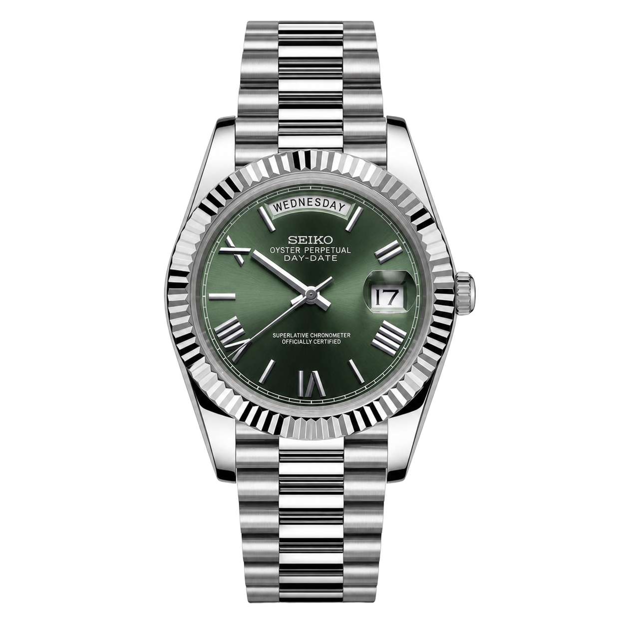 Seiko Mod Day-Date – Roman Green watch