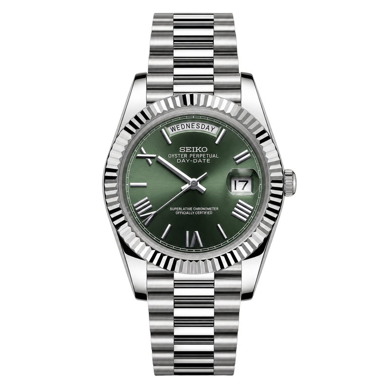 Seiko Mod Day-Date – Roman Green watch