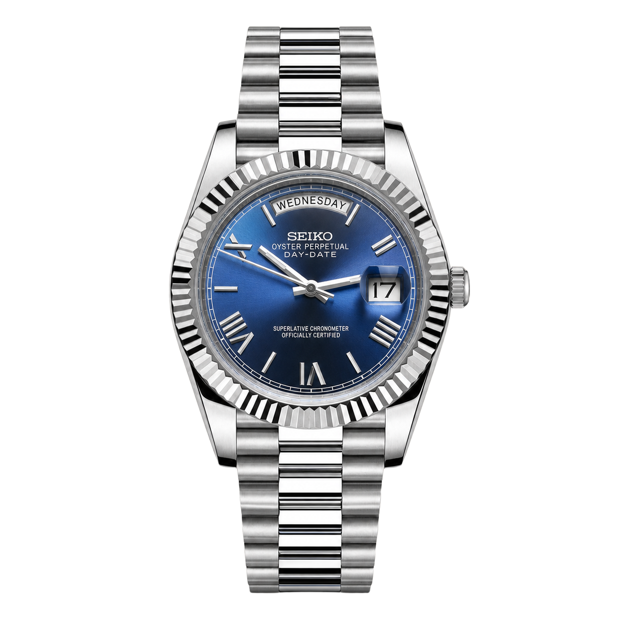 Seiko Mod Day-Date – Roman Ocean Blue watch