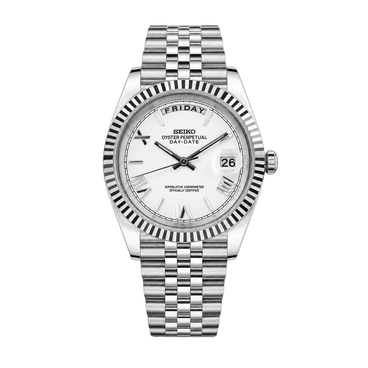 Seiko Mod Day-Date – Roman White watch