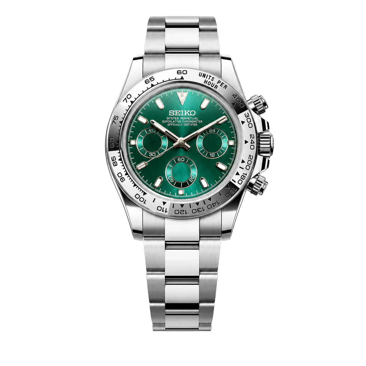 Seiko Mod Daytona - Emerald Chrome watch