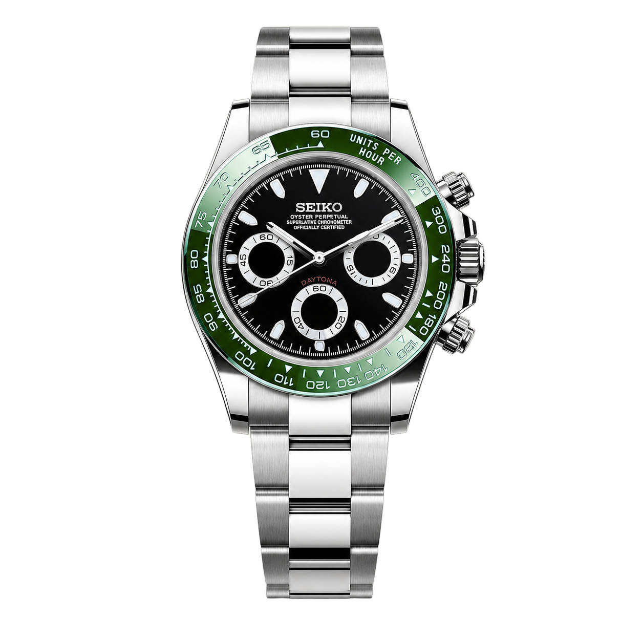 Seiko Mod Daytona - Green Apex watch