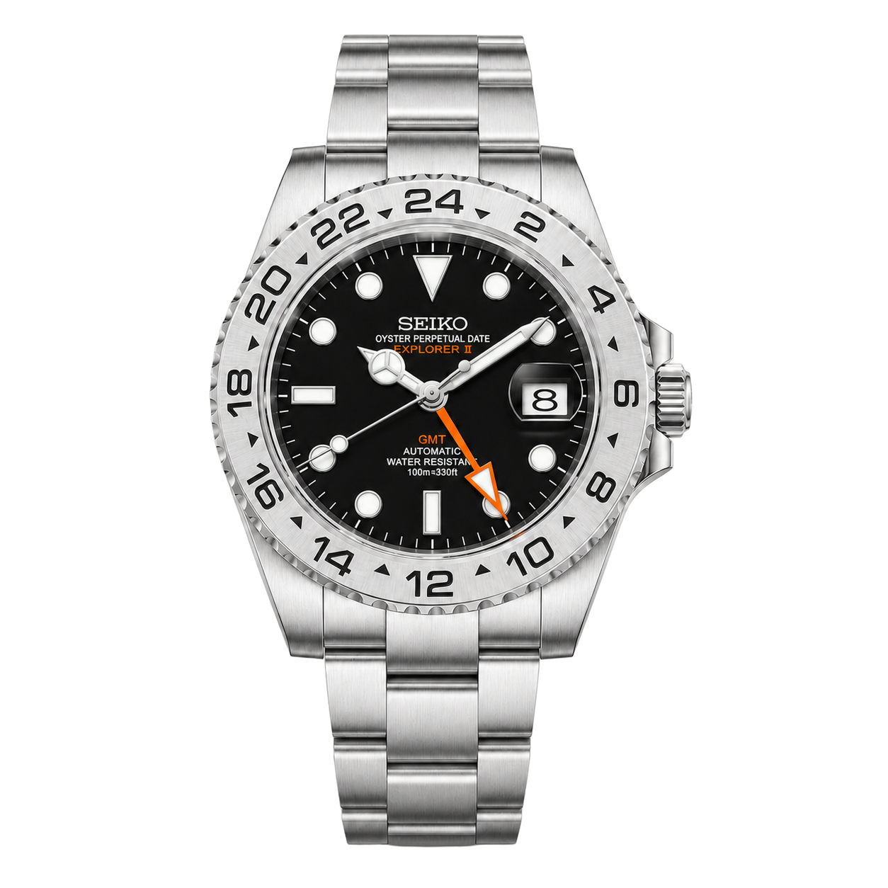 Seiko Mod Explorer II – Black Orange Hand watch